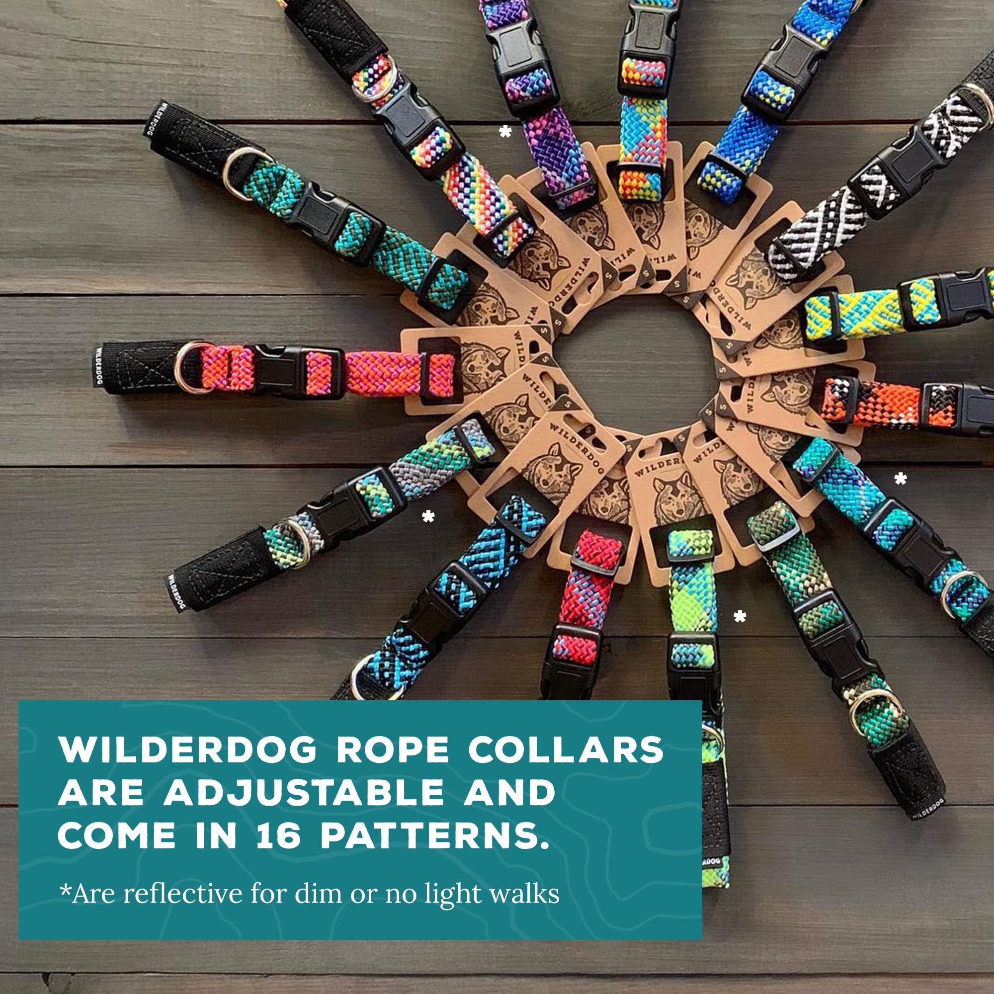 Wilderdog large-fit collar spans 17–24 inches with a 1-inch band.
