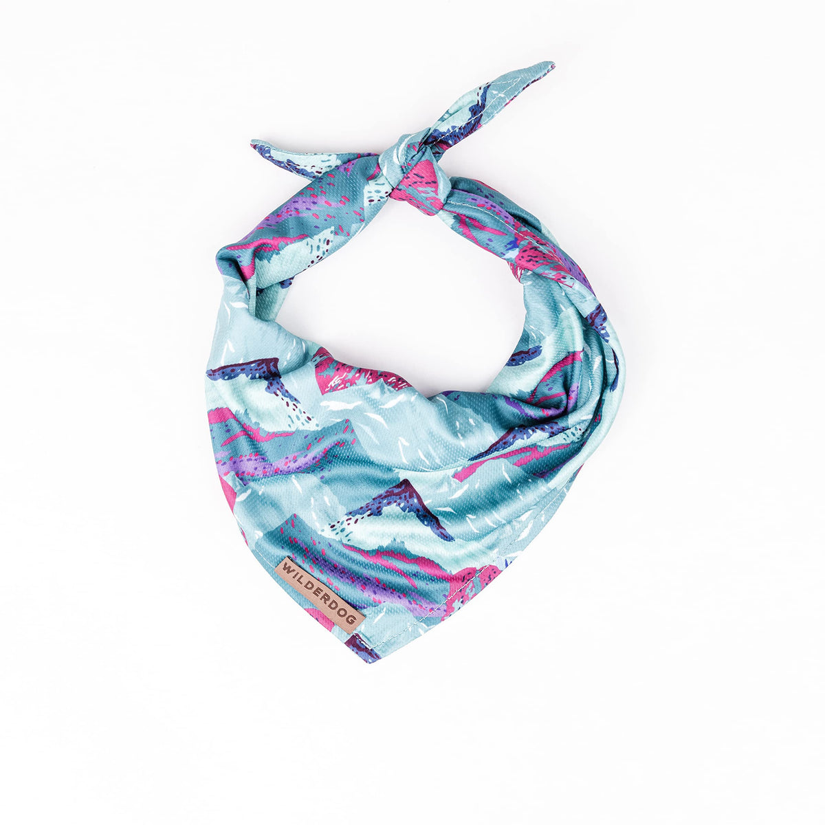 Wilderdog dog bandana alpenglow closeup highlights quick-dry poly-blend fabric for active pups