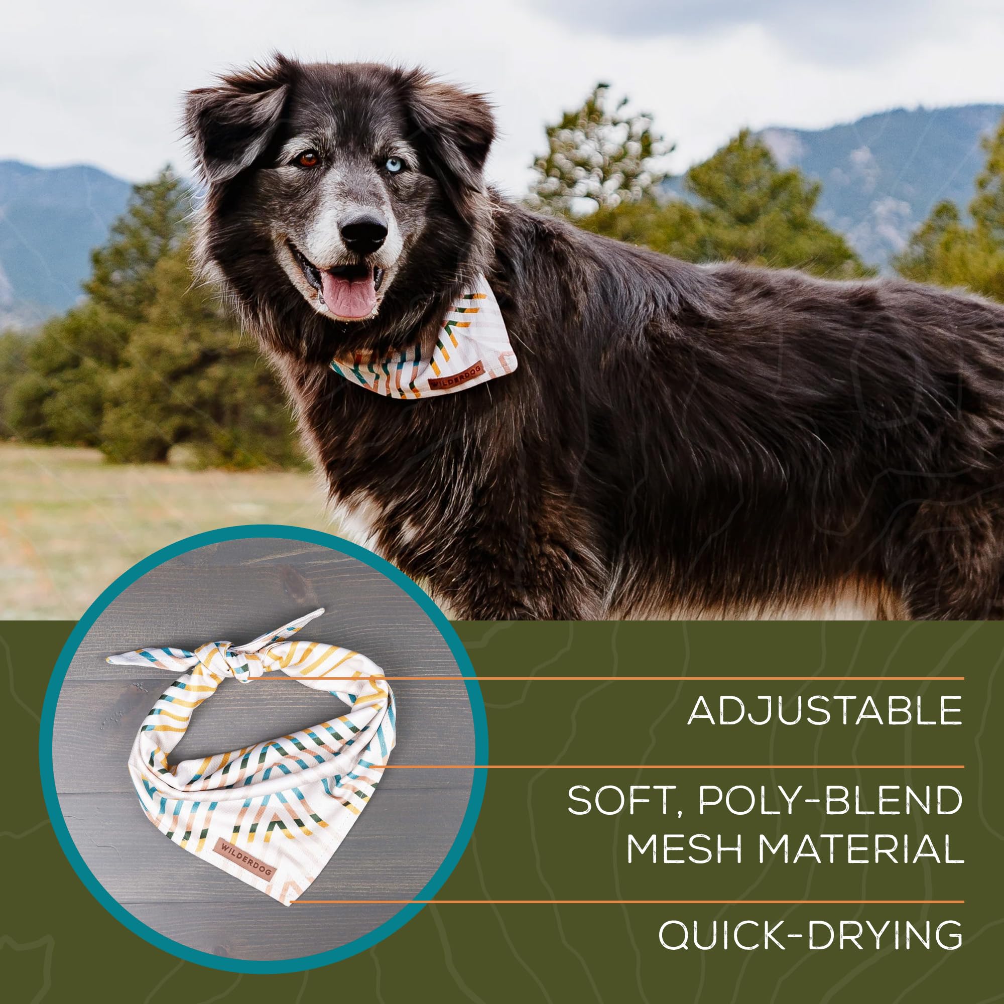 Wilderdog bandana square knot demo illustrating a snug, secure knot.