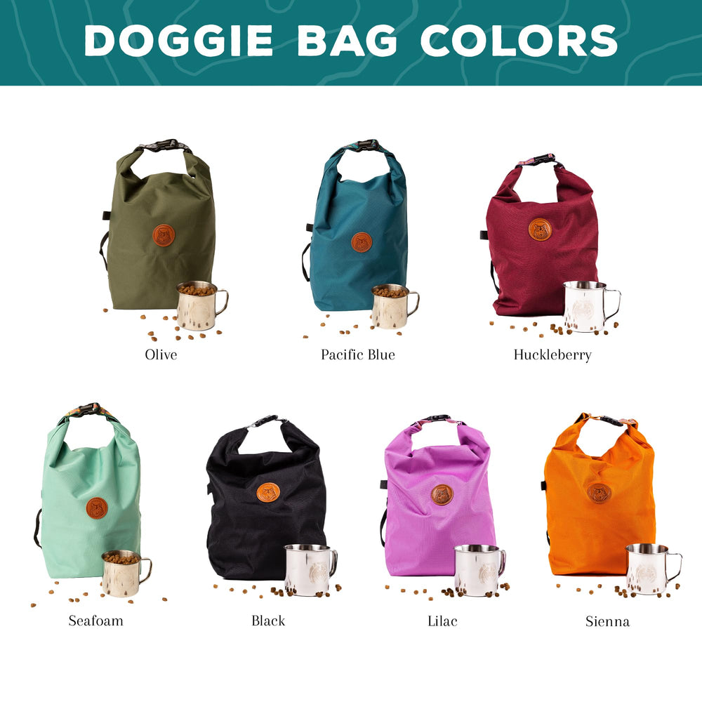 Wilderdog Doggie Bag includes stainless mug for on-the-go scooping.