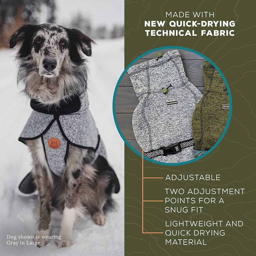 Elastic back leg loops and waist strap keep Wilderdog jacket in place