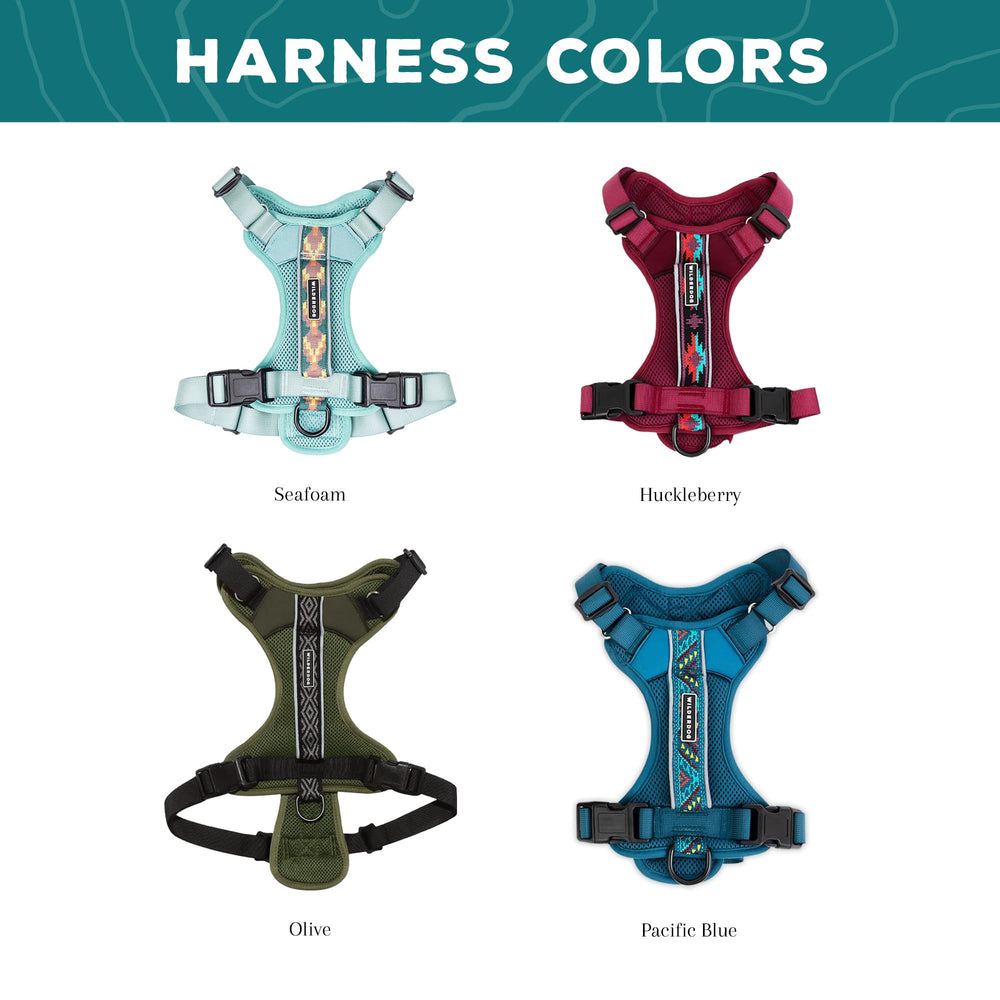 Wilderdog olive harness with reflective straps back view enhances night visibility