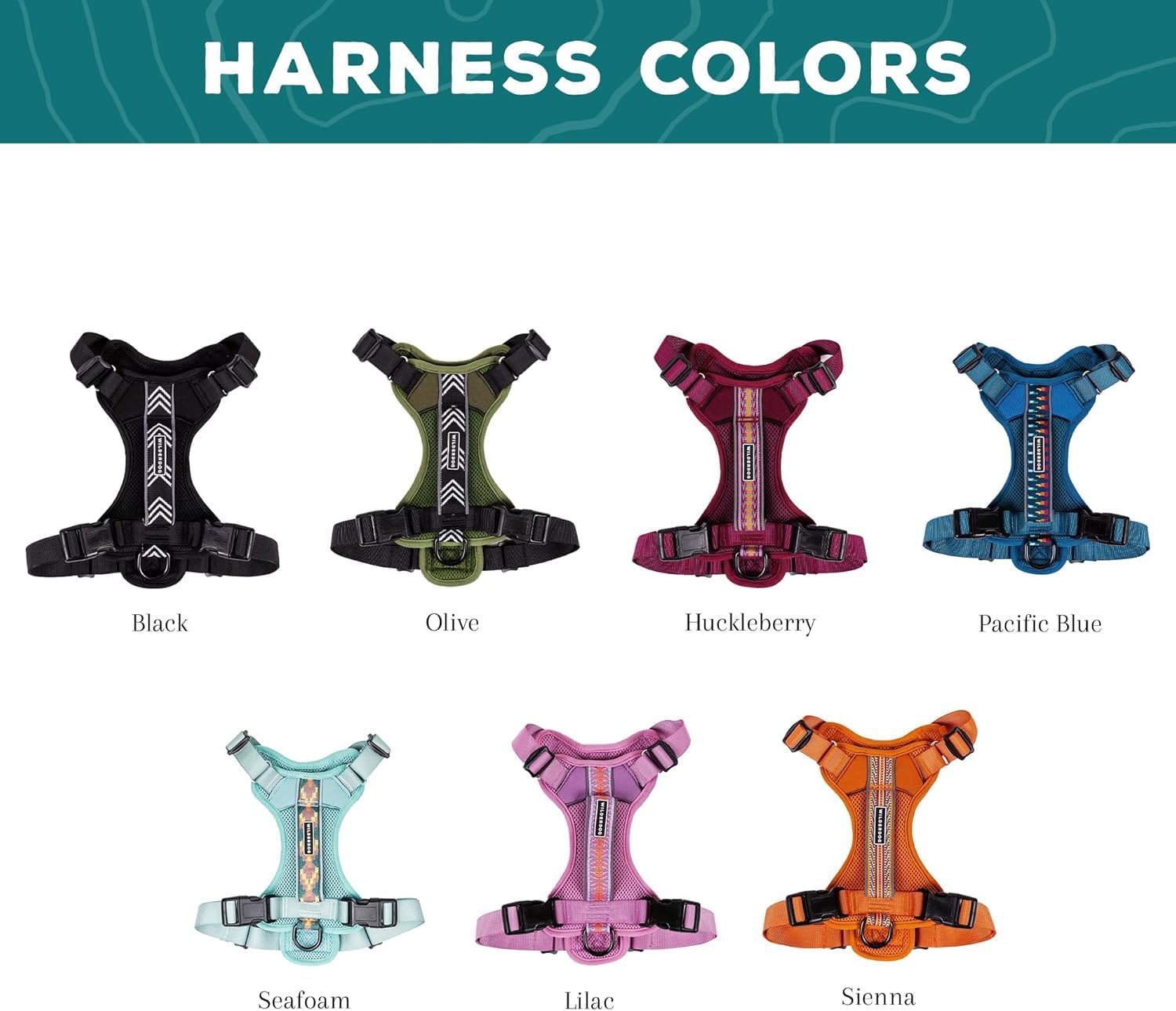 Wilderdog harness highlights chest D-ring attachment for versatile leash options.