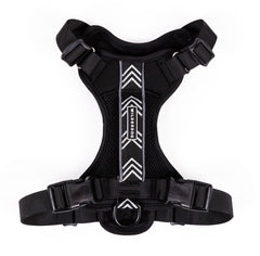 Wilderdog Lightweight Harness front view in black for comfortable daily walks