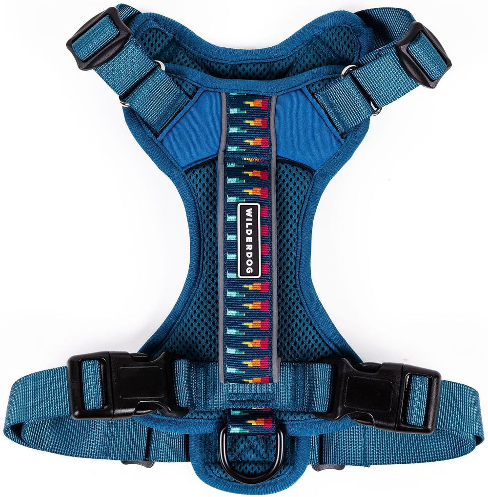 Wilderdog Lightweight Harness Pacific Blue front view enhances comfort during daily walks