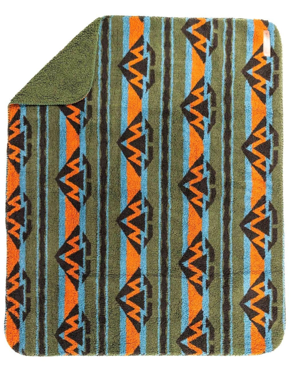 Wilderdog Sherpa fleece waterproof dog blanket olive folded for travel and storage