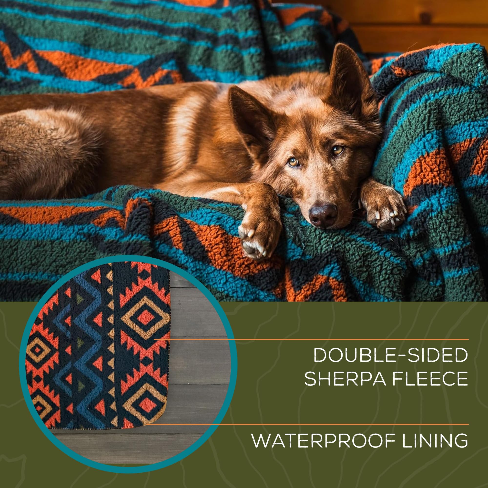 Wilderdog sherpa blanket cream outdoors during camping setup