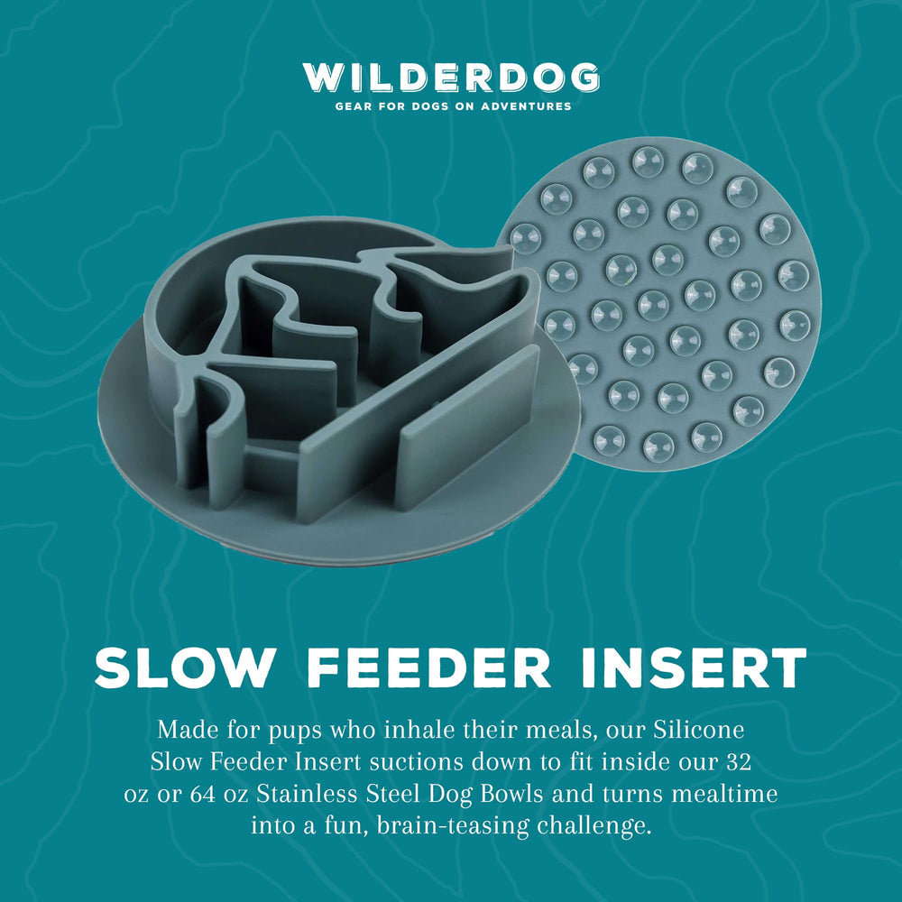 6.5-inch diameter Wilderdog Slow Feeder Bowl fits standard bowls securely.