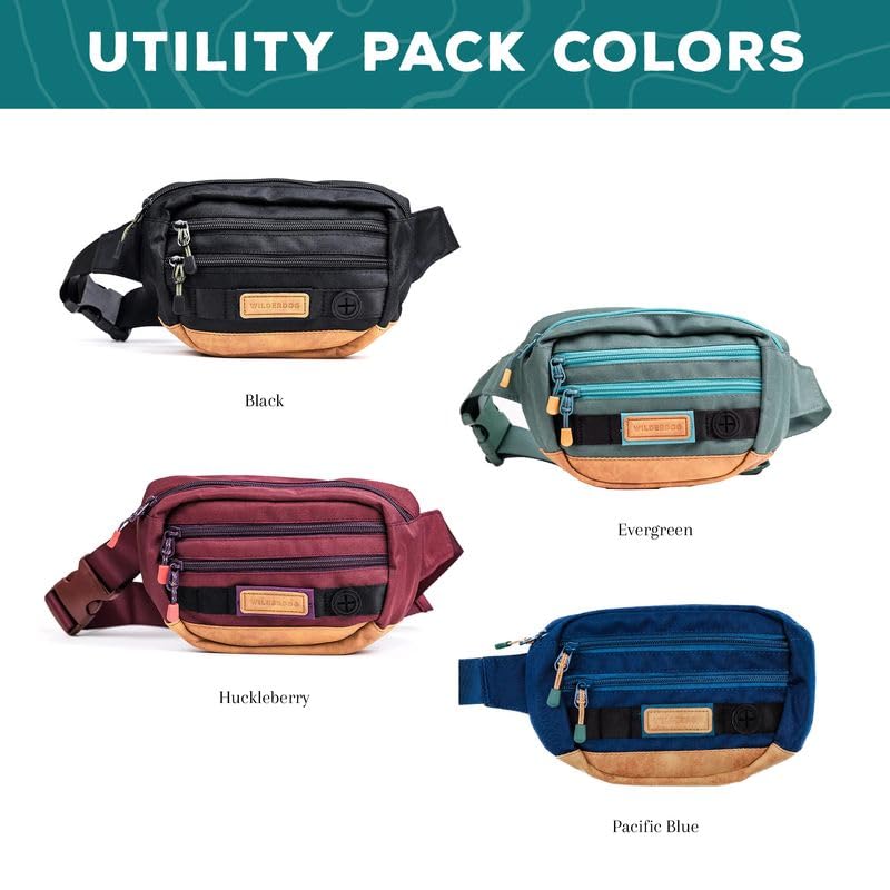 Wilderdog Utility Fanny Pack compact size with 10 in x 6 in x 2 in measurements.
