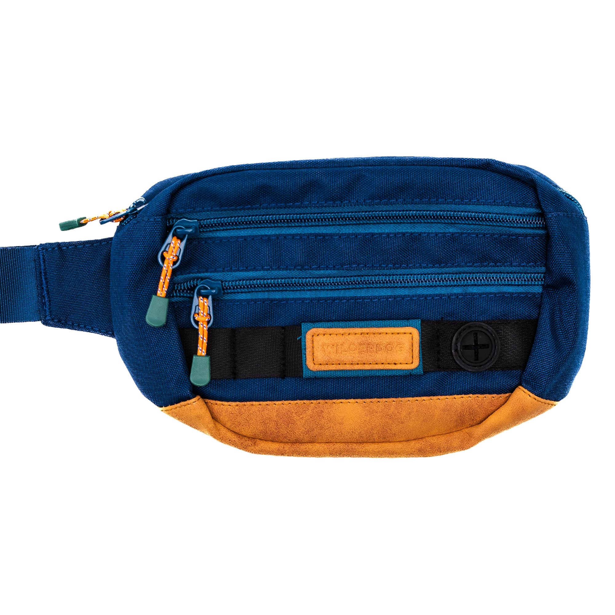 Wilderdog Utility Fanny Pack Pacific Blue front view supports hands-free organization.