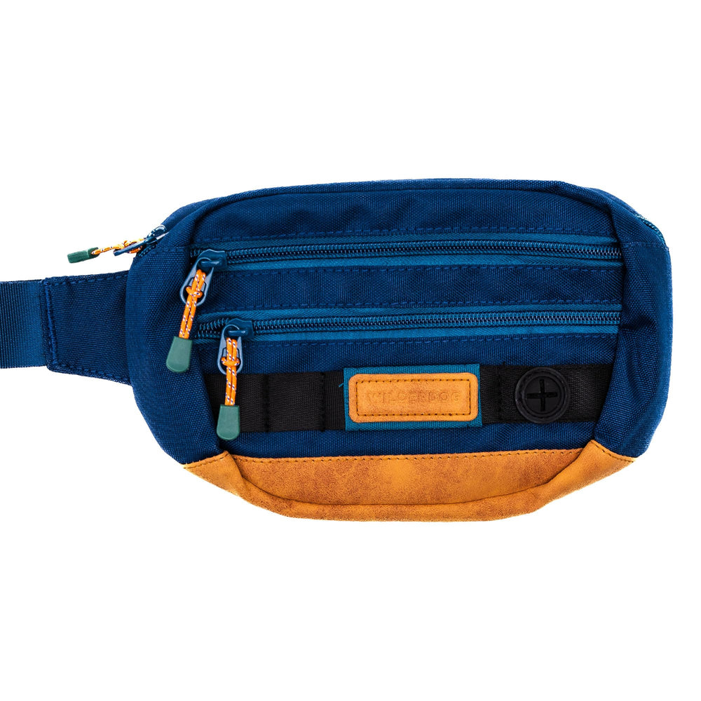 Wilderdog Utility Fanny Pack Pacific Blue front view supports hands-free organization.