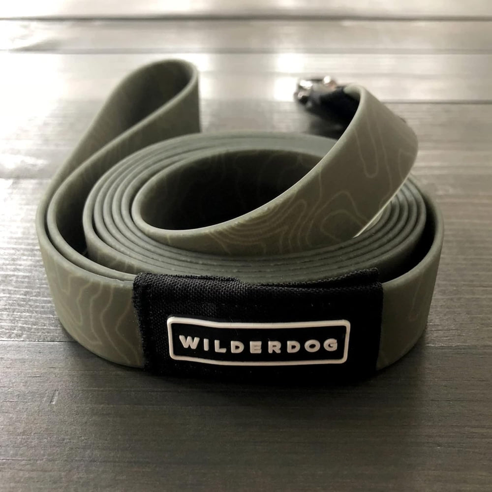 Wilderdog olive leash on a dog walk, highlighting versatile everyday use