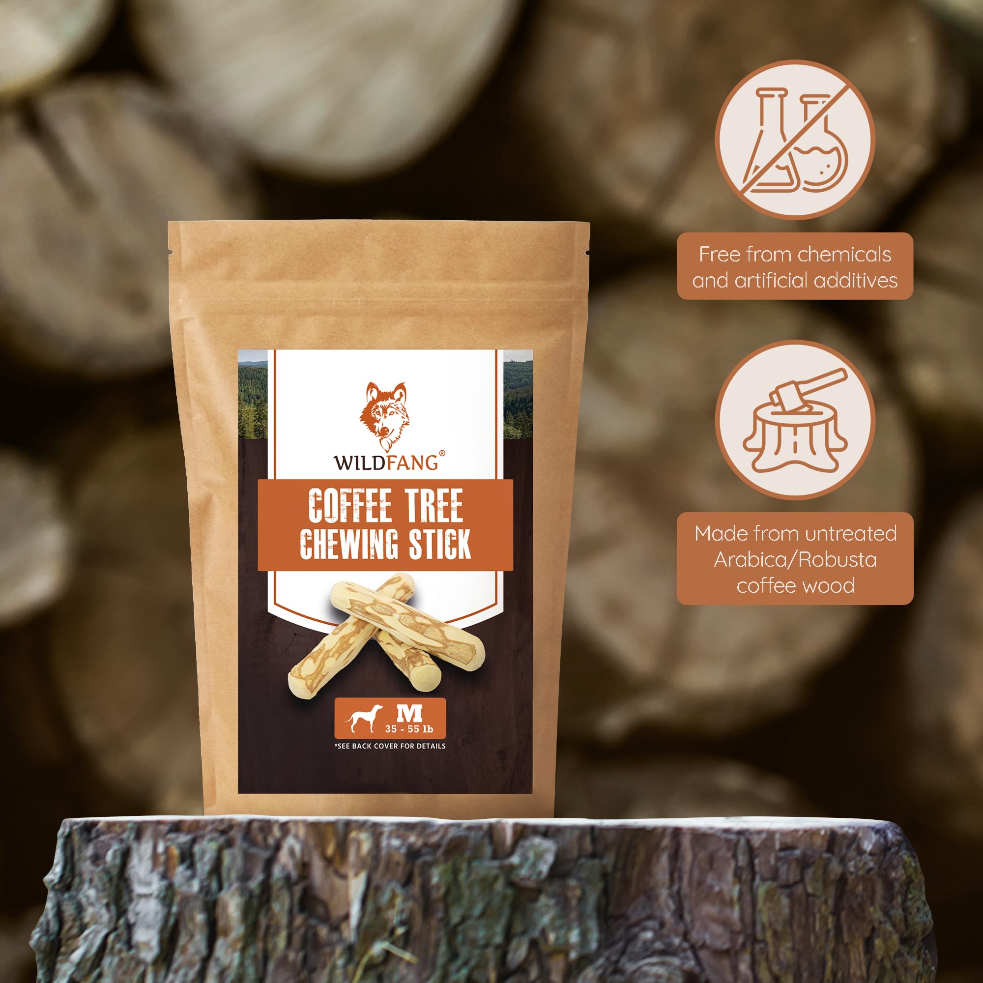 Wildfang medium chew size suited for dogs 33–55 lbs.