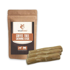 Wildfang Coffee Wood Dog Chew medium pack unboxing shows natural caffeine-free sticks for dogs.
