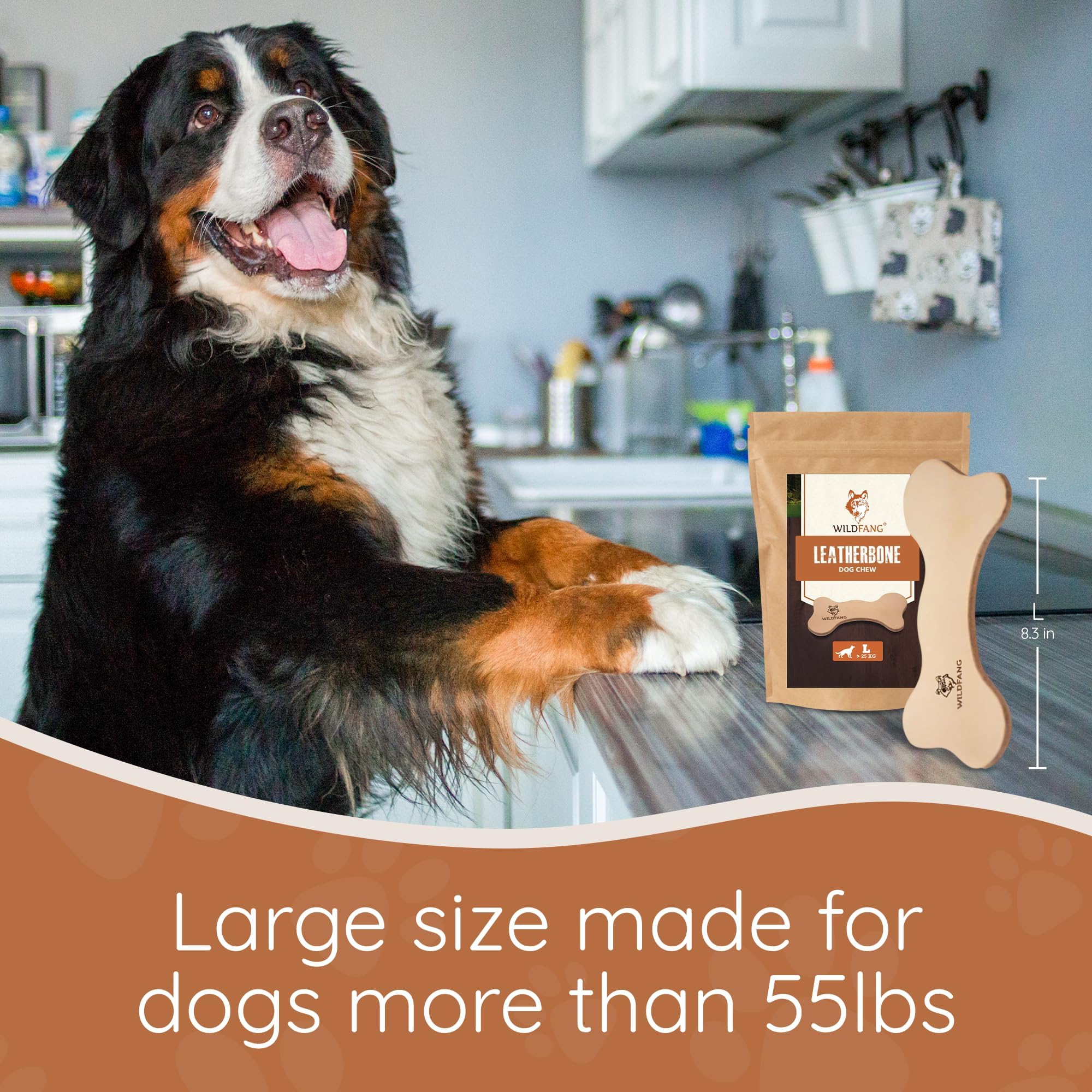 Wildfang Leather Bone—thick leather for larger breeds and moderate chewers.