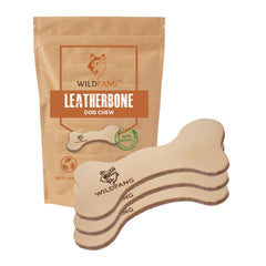 Wildfang Leather Dog Toy Small closeup shows durable leather chew