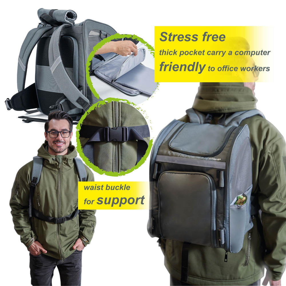 Wildgogo expandable pet carrier with pockets to store accessories and essentials.