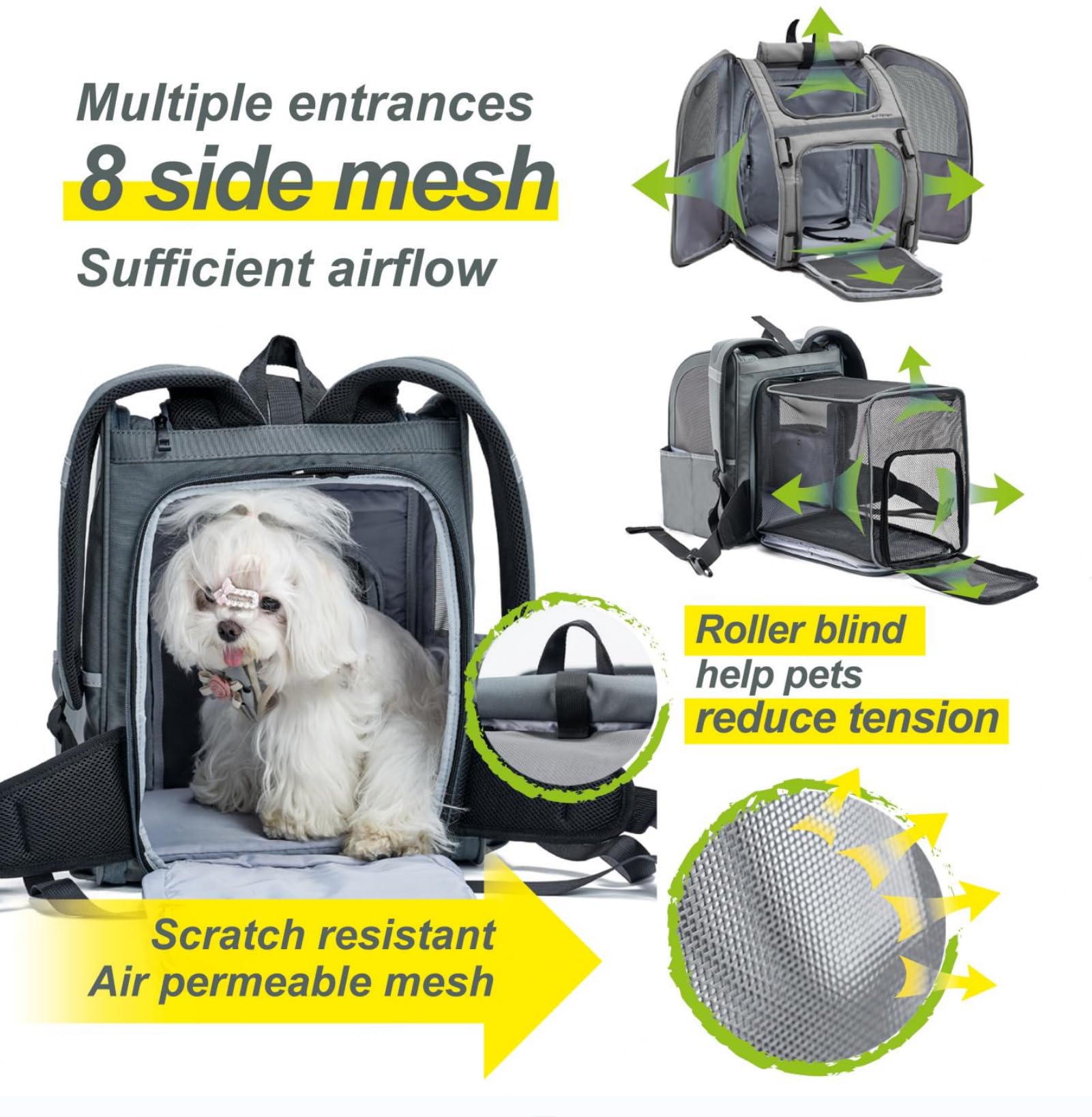 Wildgogo expandable pet carrier safety buckles boost security on rides.