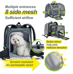 Wildgogo expandable pet carrier safety buckles boost security on rides.