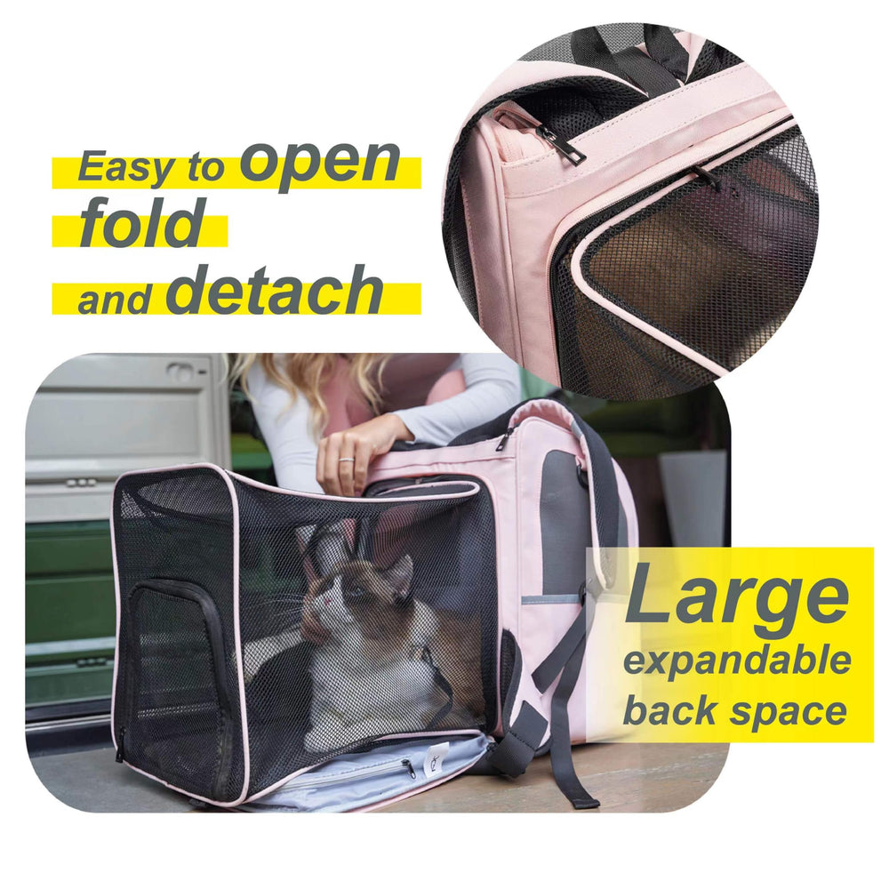 Wildgogo pet carrier breathable mesh panels facilitate ventilation and visibility for you and pet.
