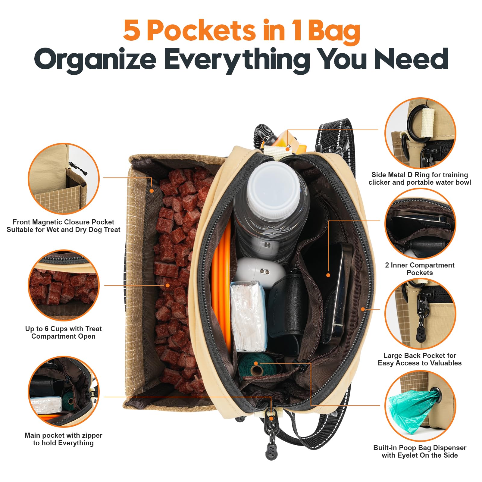 WILDOMS built-in poop bag dispenser reduces stop-and-go during outings