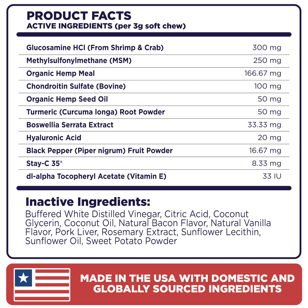 WildPaw WonderBites hemp-and-msm-formula chews suggest improved mobility for daily activities.