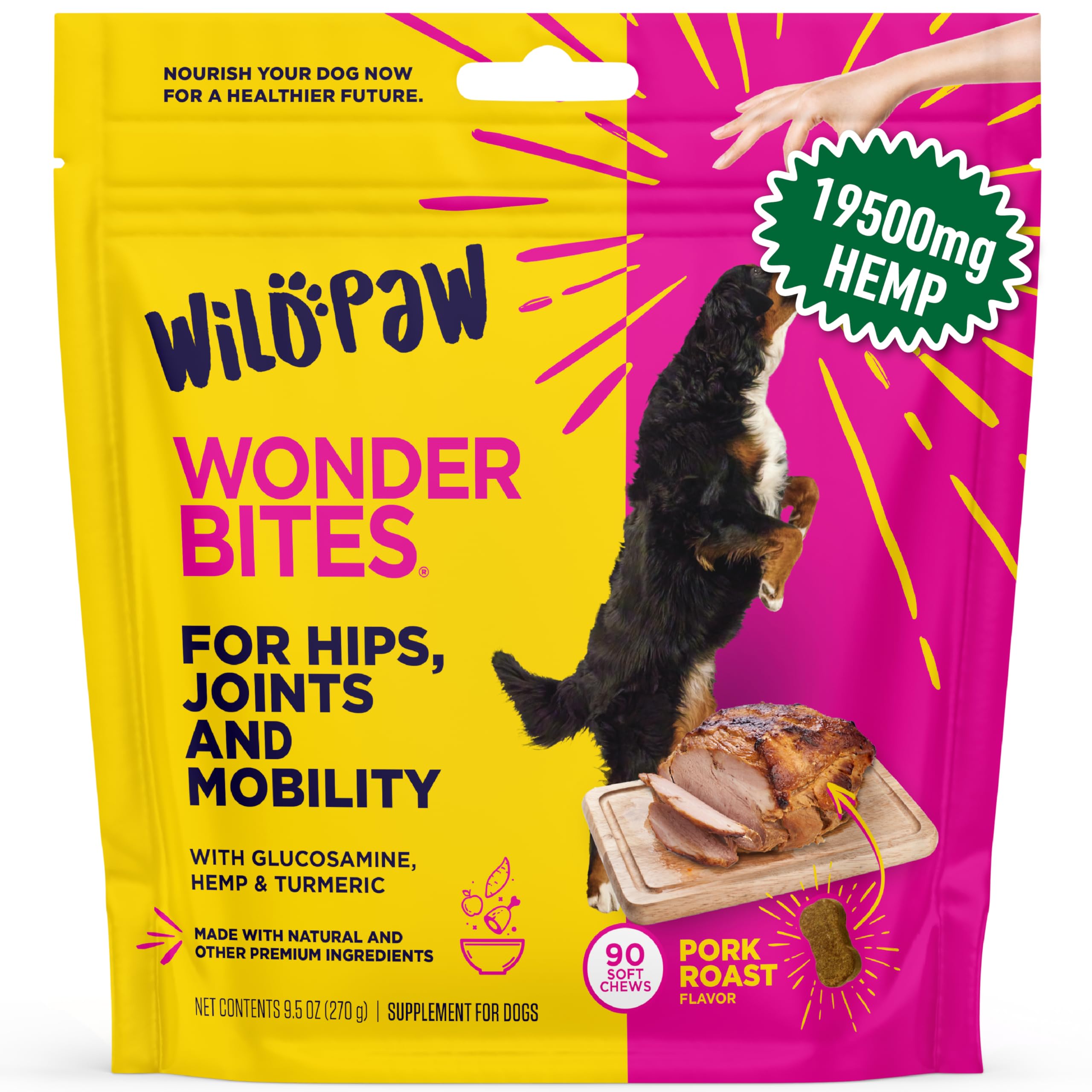 WildPaw WonderBites soft-chews-bottle shows daily joint support for dogs.