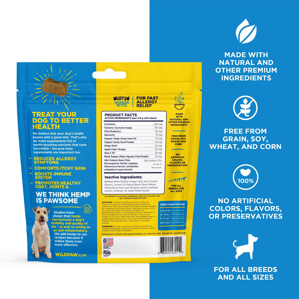 Wildpaw WonderBites USA-made flag image reinforces domestic production quality