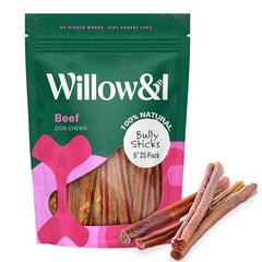 Willow & I bully sticks 6-inch taste highlight tasty training reward for dogs