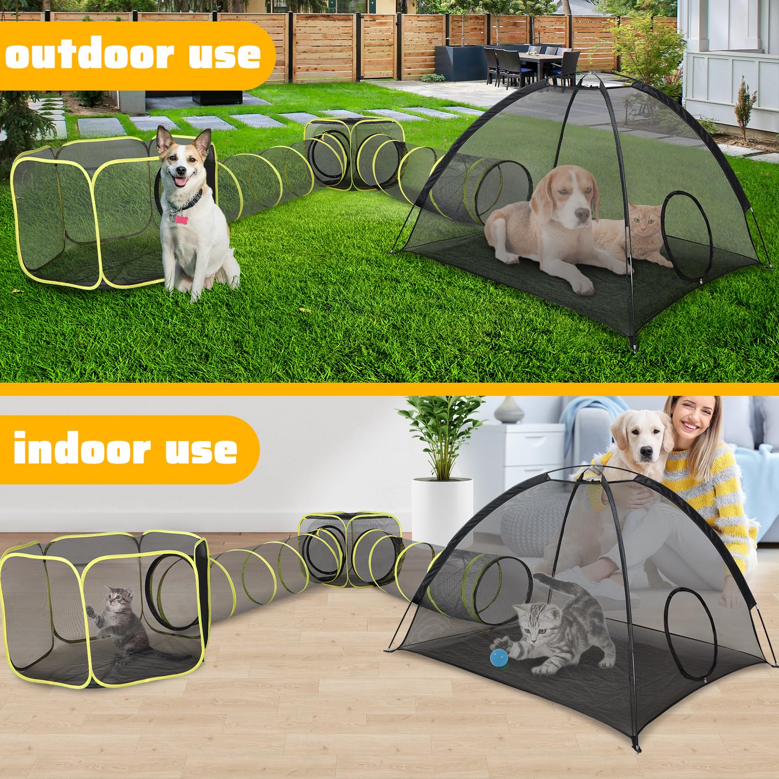 Wilwolfer outdoor pet playpen with durable mesh for movement