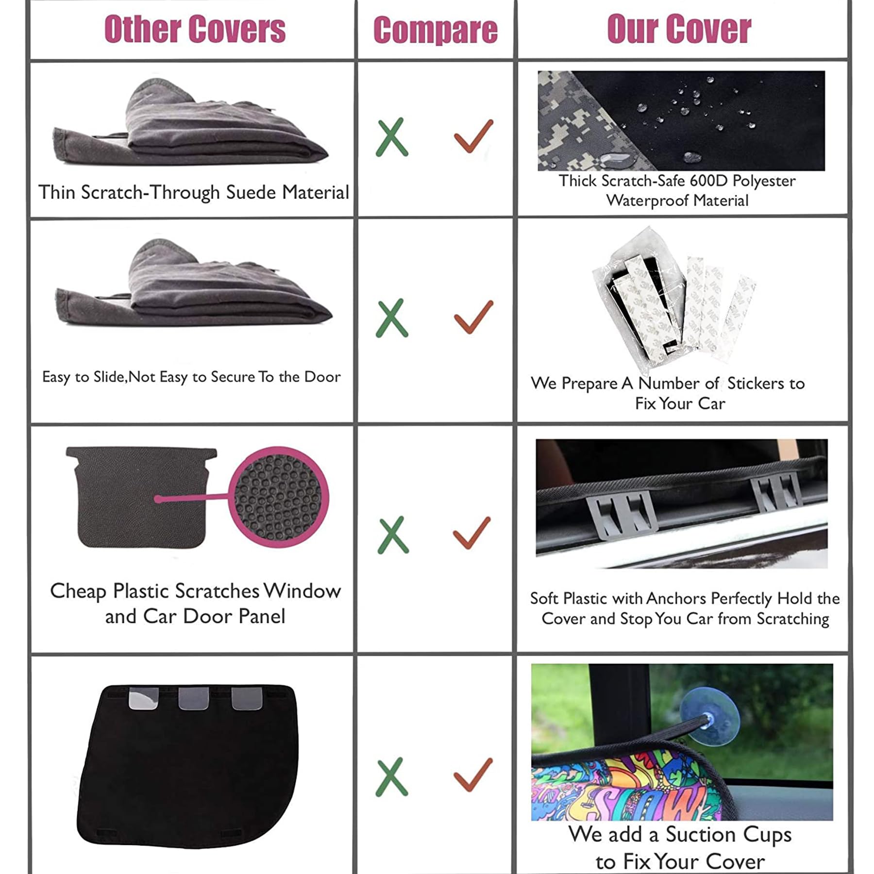 Winbate car door protector soft-nylon material offers pet comfort and door protection