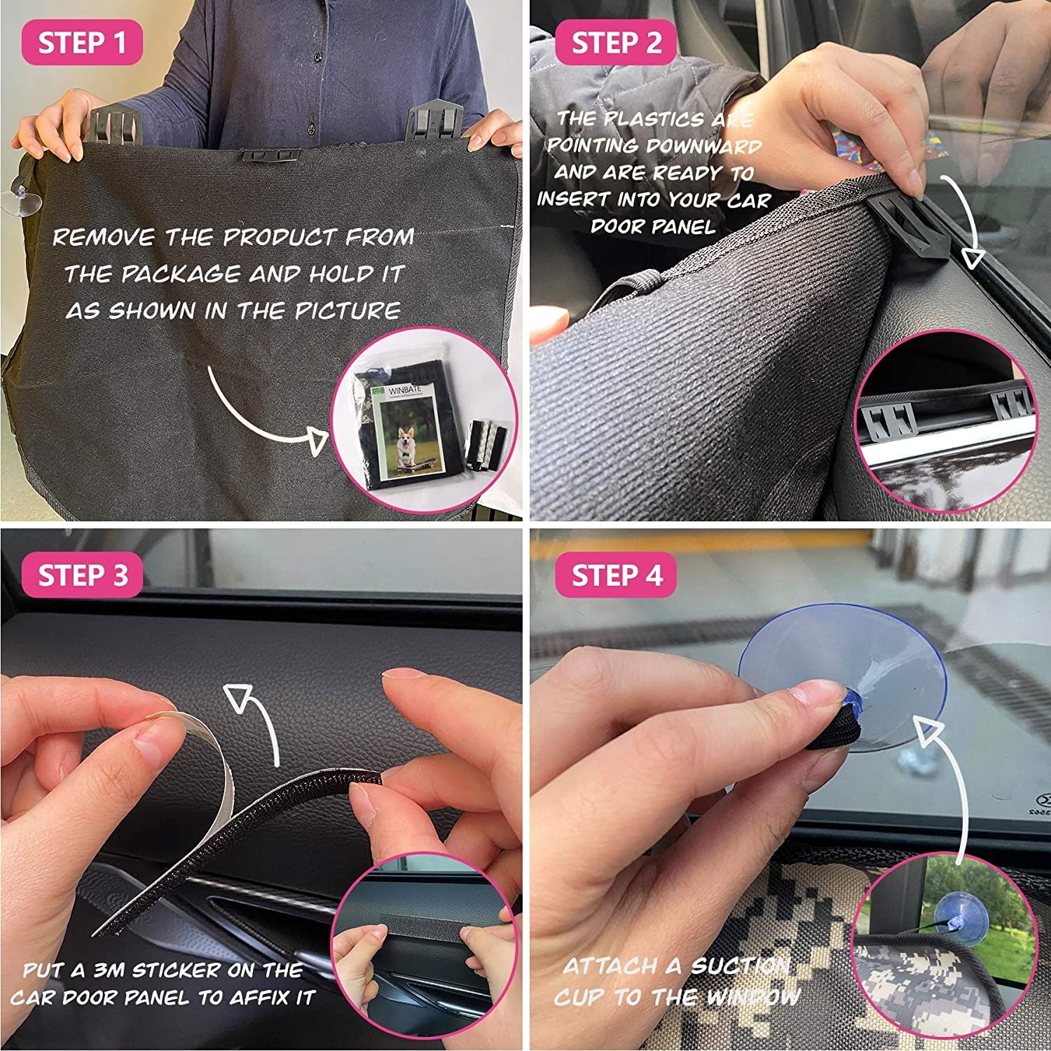 Winbate car door protector waterproof-material shields interior from spills and damp paws