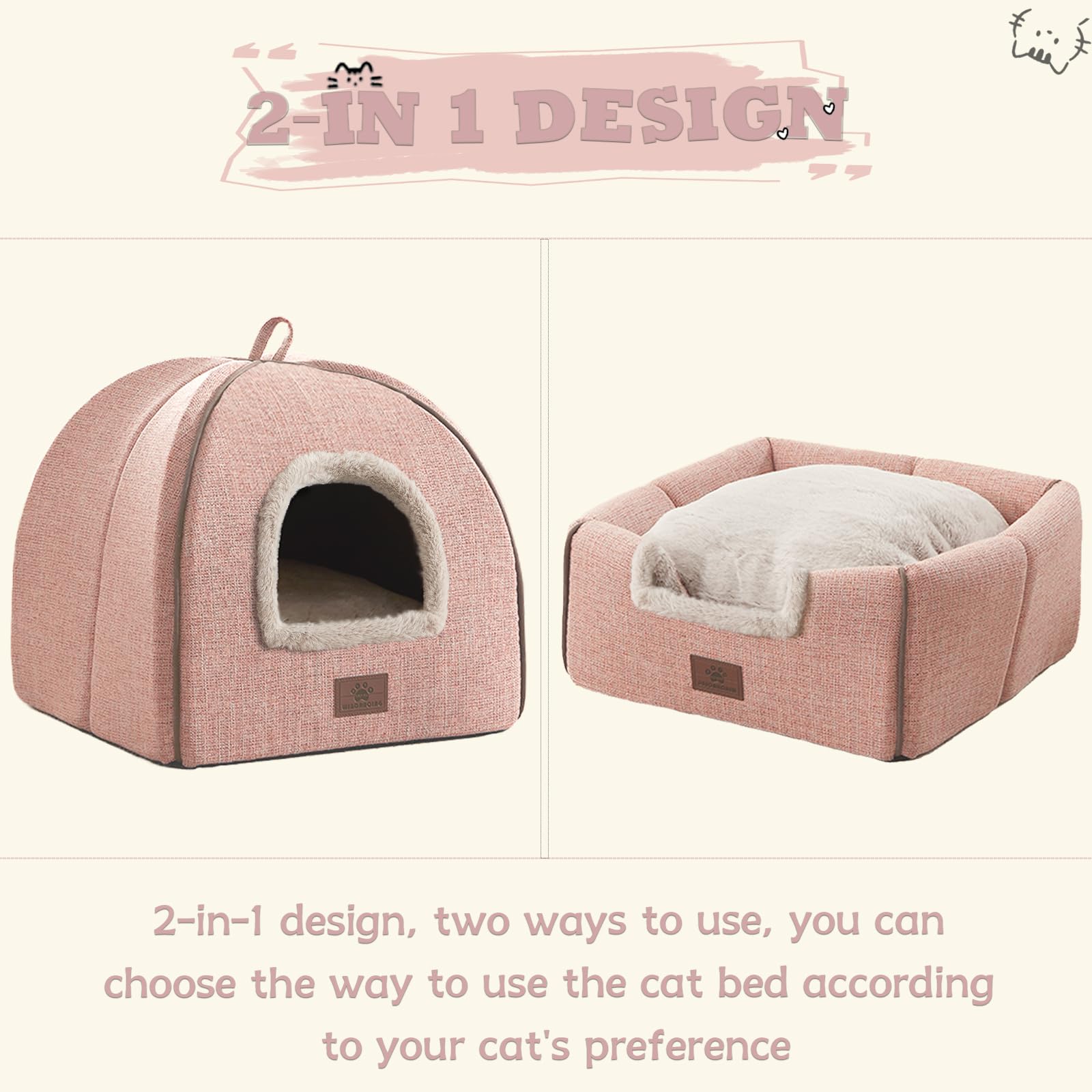 WINDRACING cat bed anti-slip base pink keeps bed in place