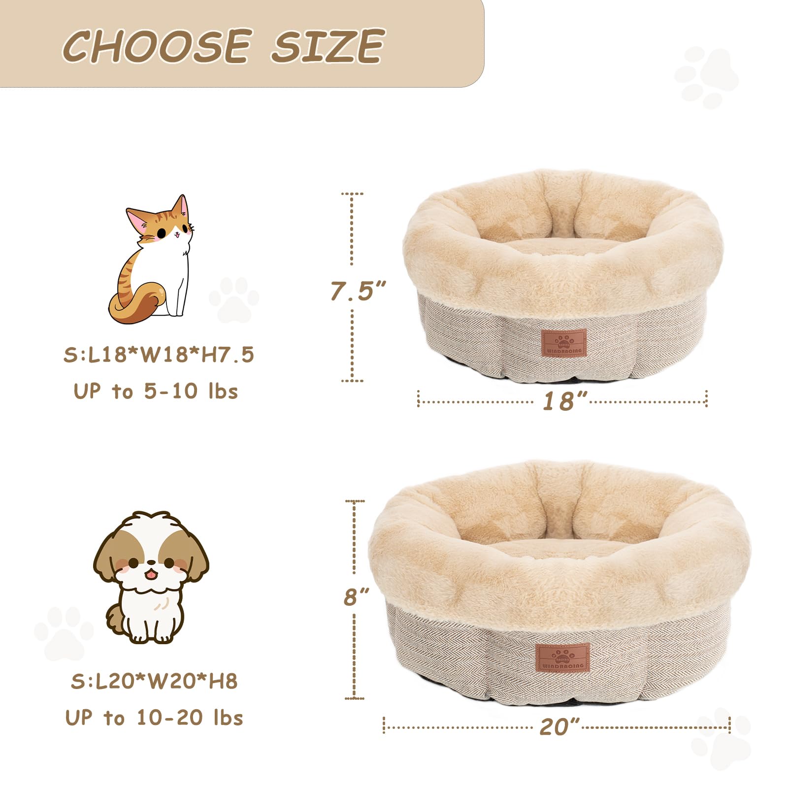 WINDRACING cat bed anti slip bottom stays in place on floors