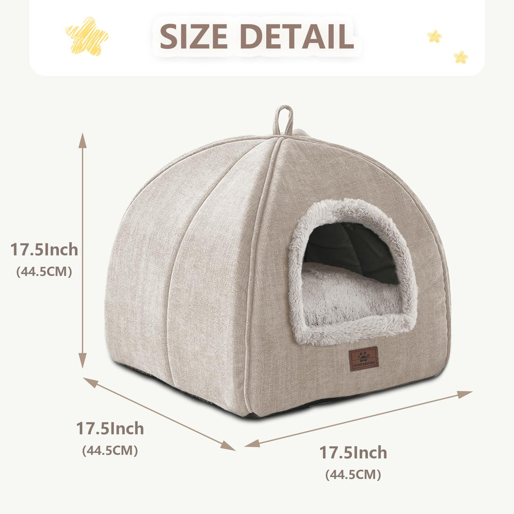 WINDRACING cat bed beige soft fabric emphasizes plush comfort for lounging