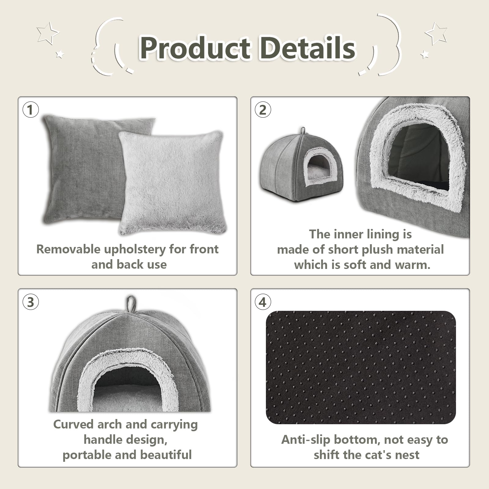 WINDRACING Cat Bed Cave anti-slip bottom detail ensures stability during use.