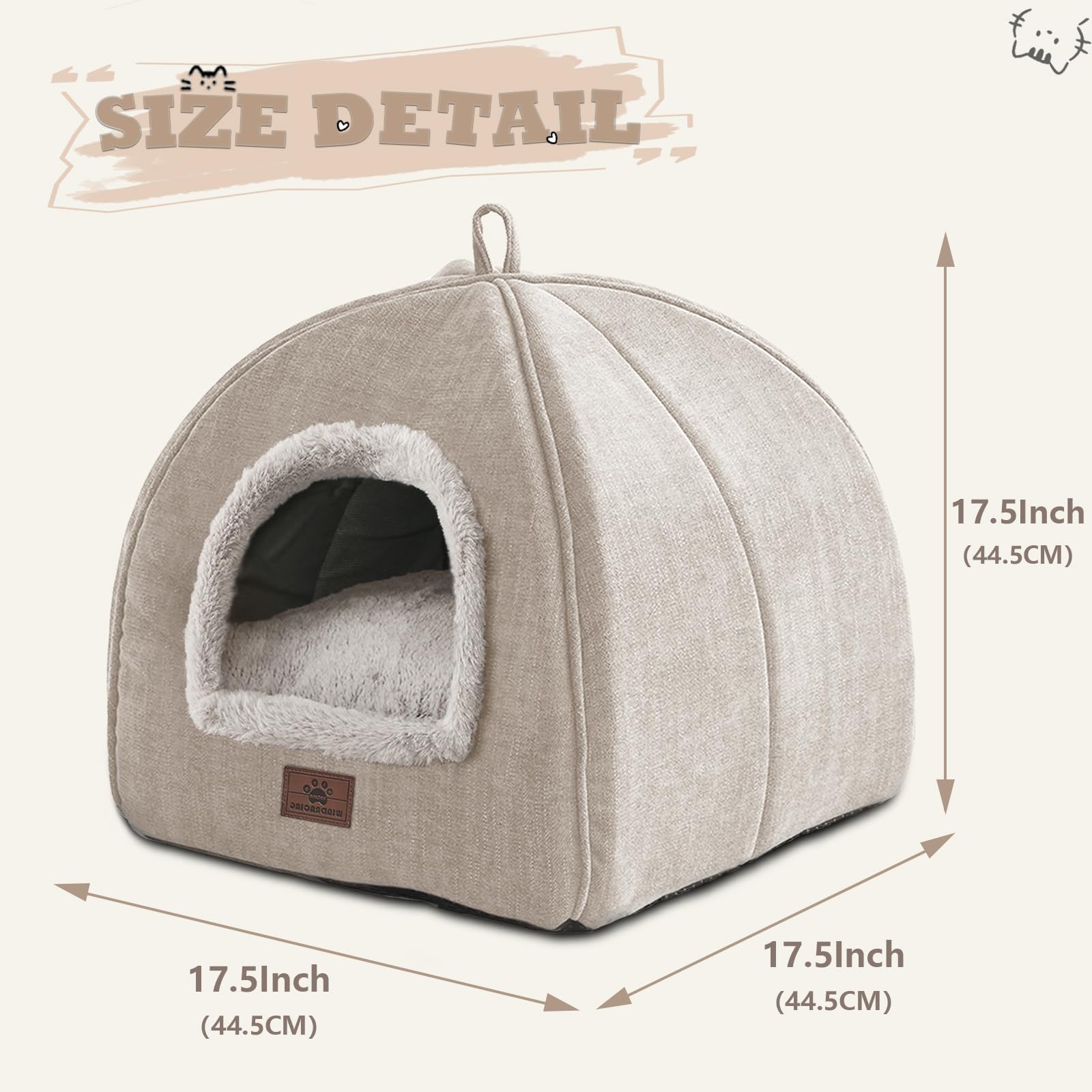 WINDRACING cat bed large beige anti-slip bottom keeps bed in place.
