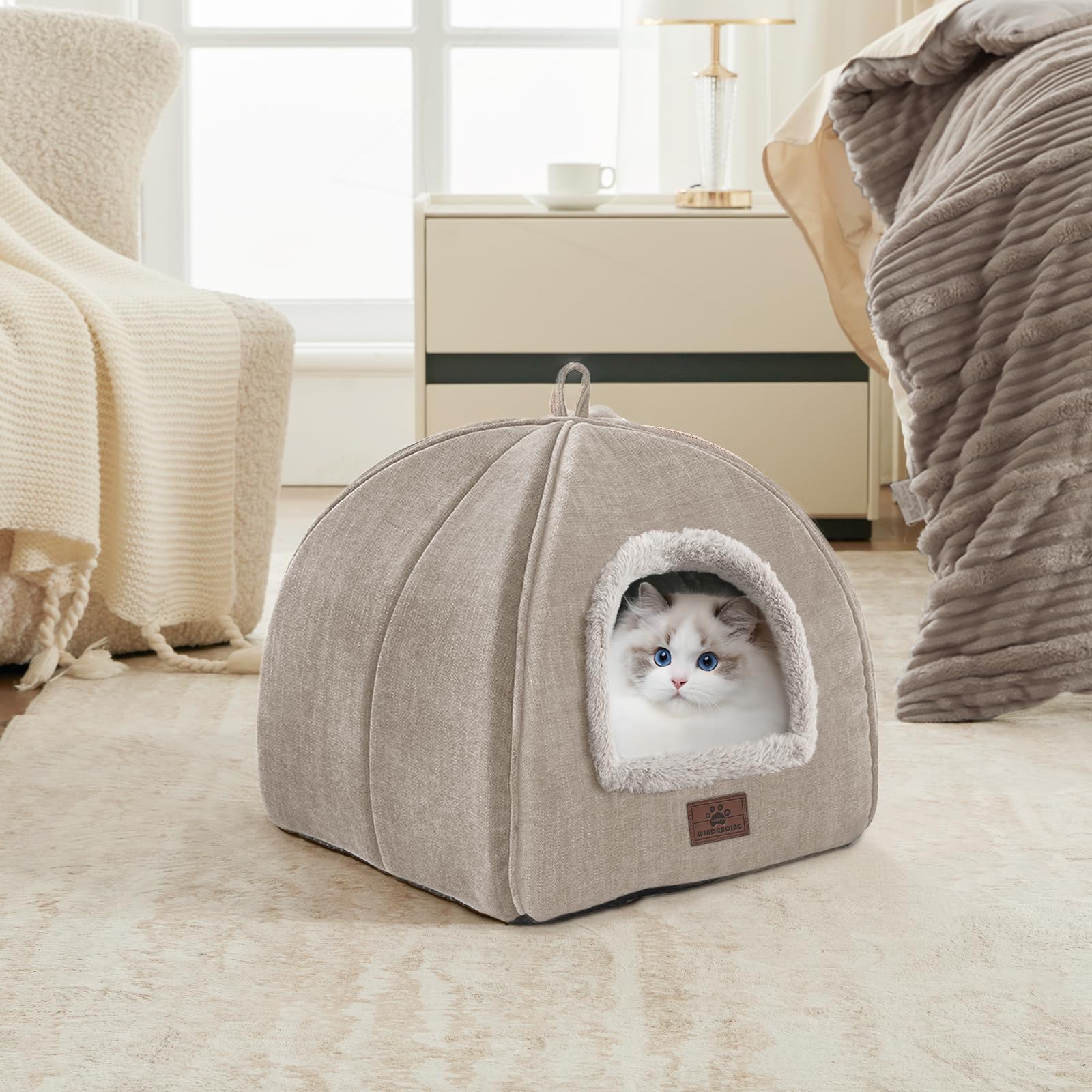 WINDRACING cat bed removable pillow highlighting washable cushion for quick cleaning
