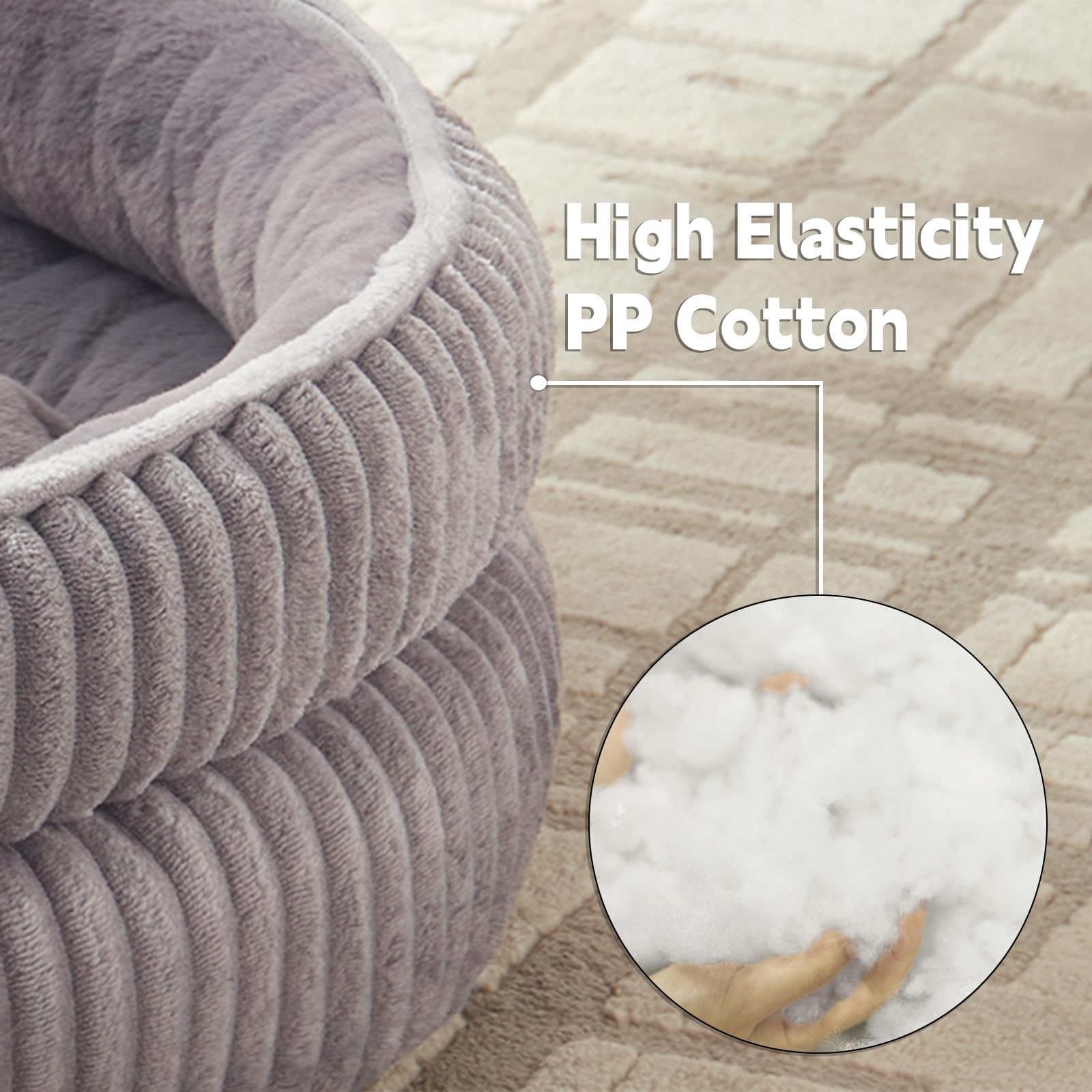 WindRACING cat bed round gray non-slip bottom stays put on slick floors