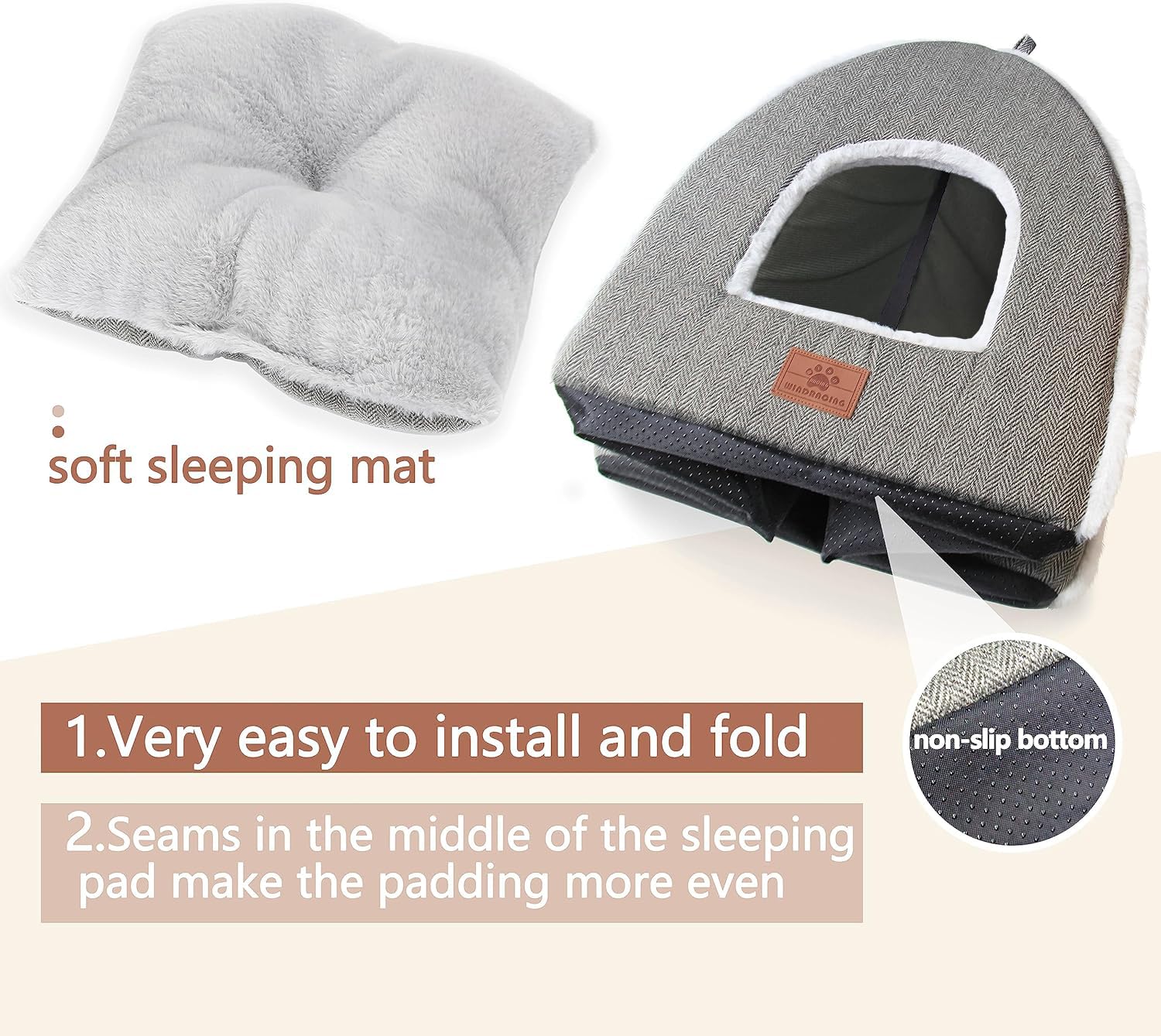 WINDRACING cat bed soft fur interior keeps warmth and comfort for pets