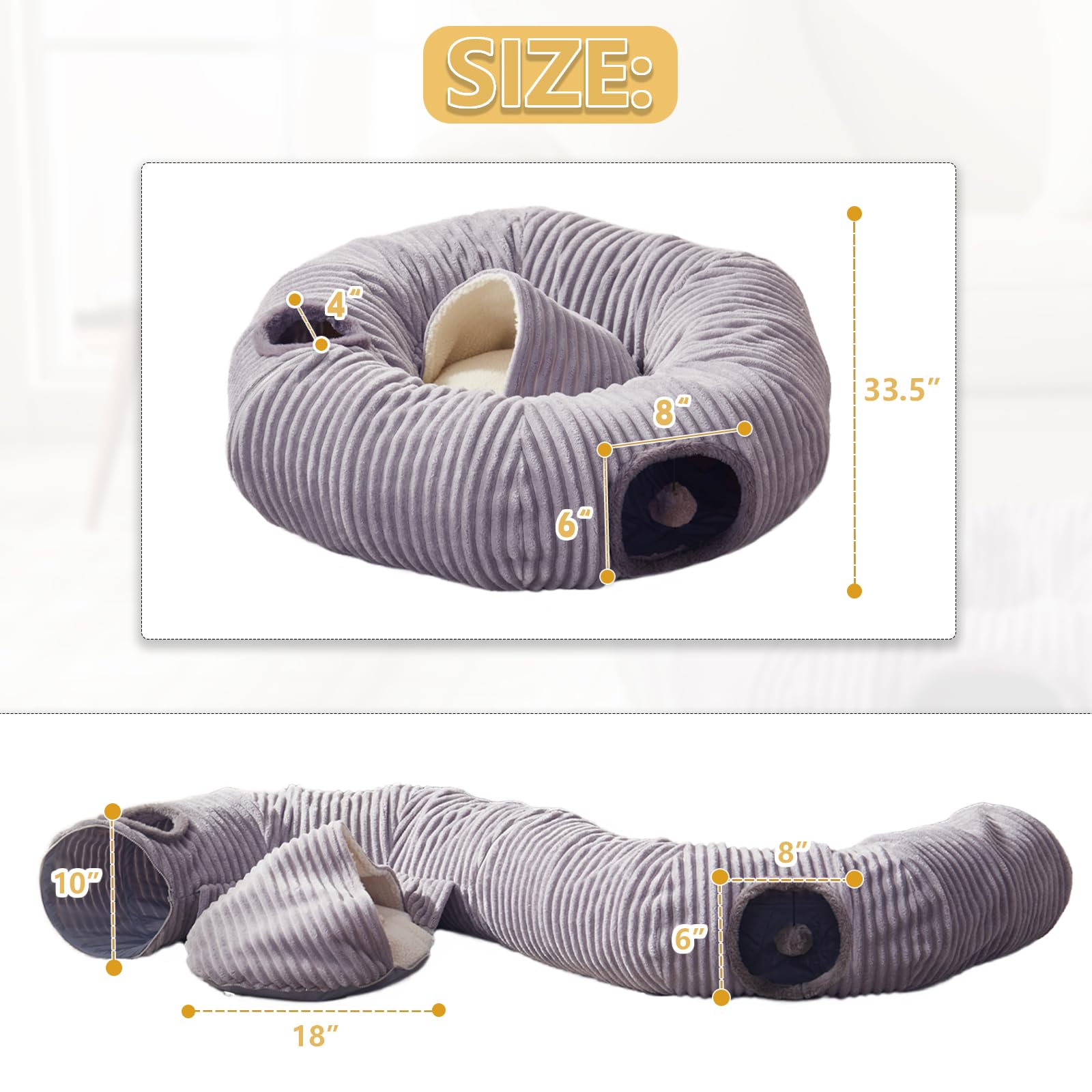 WINDRACING cat tunnel bed multiple shapes — adaptable play configuration.