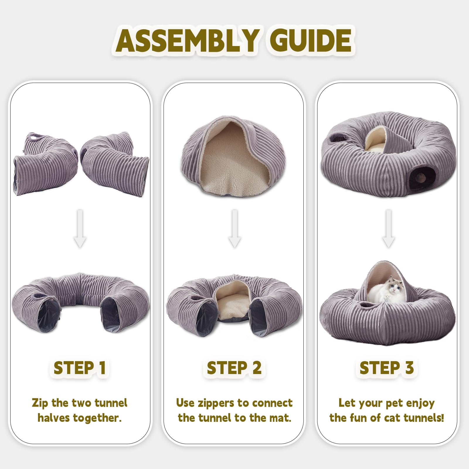 WindRACING cat tunnel bed removable inner bed is machine washable for easy care.