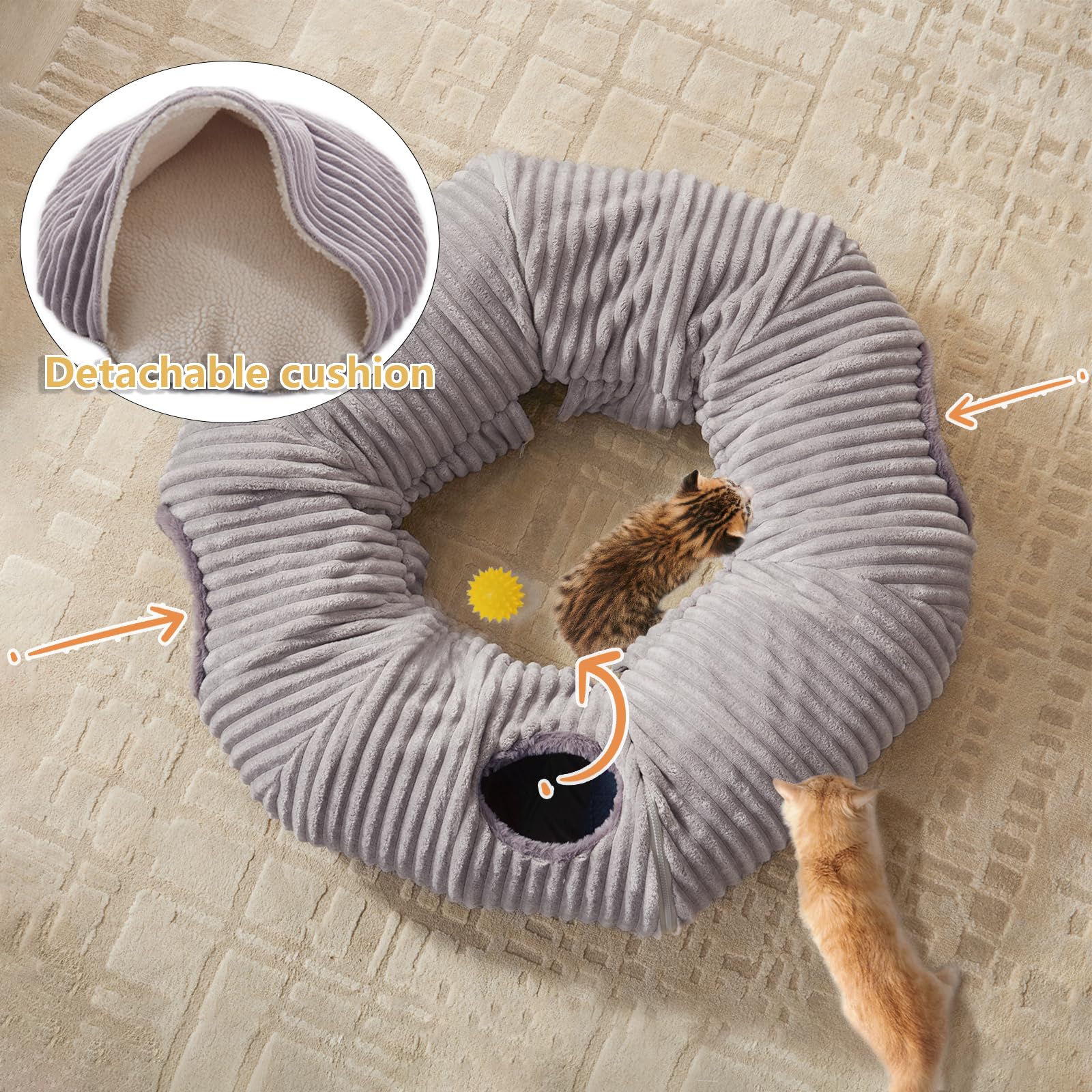 WINDRACING cat tunnel bed washable cushion — easy refresh after play.