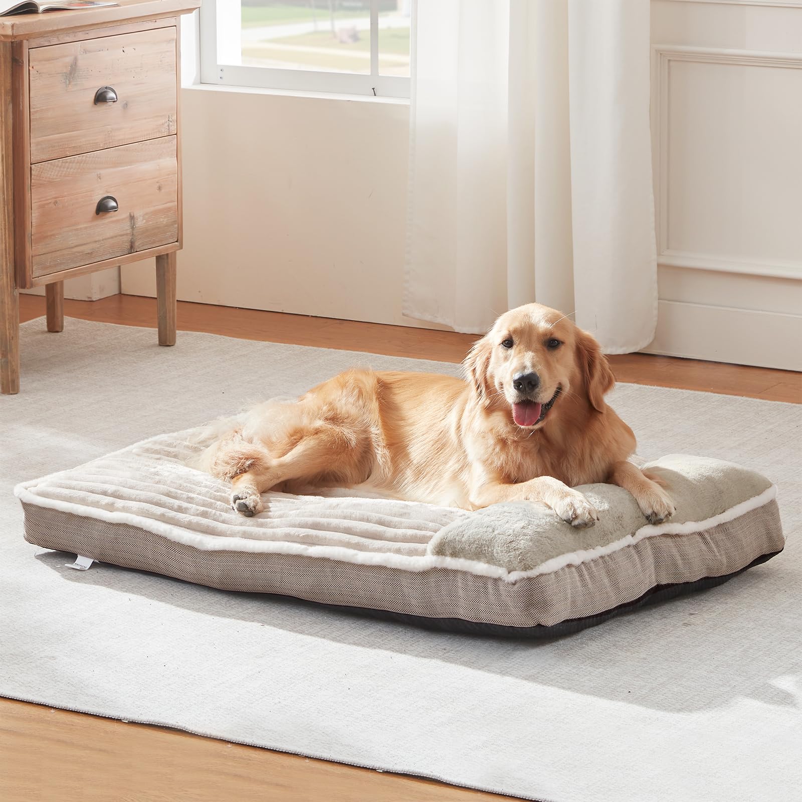 WINDRACING dog bed large-foam-support shows granular bottom support for steady comfort.