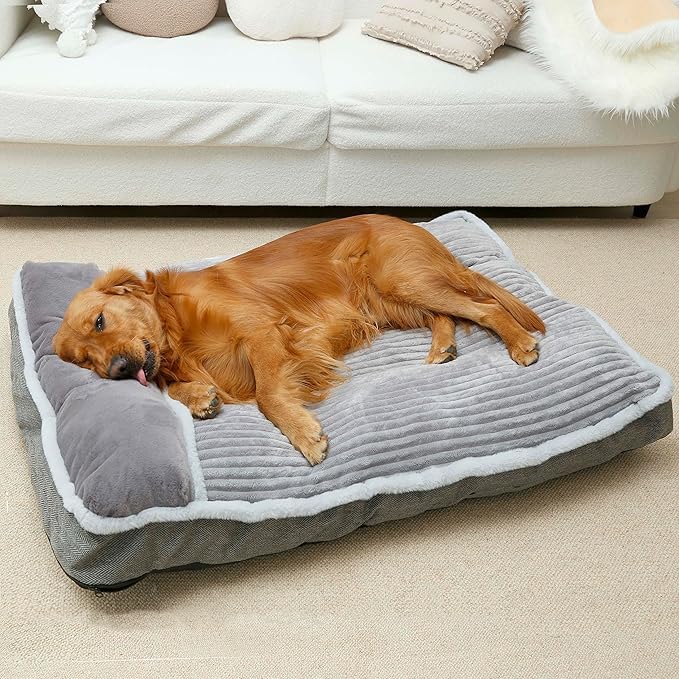 WindRACING large grey dog bed 36x27x3 offering spacious lounging with pressure-relief support