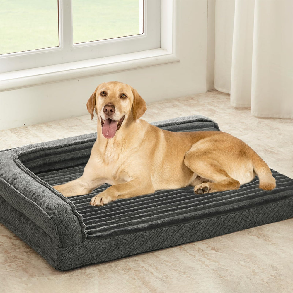 WINDRACING orthopedic dog bed front view showing dual bolsters for neck and head comfort
