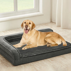 WINDRACING orthopedic dog bed front view showing dual bolsters for neck and head comfort