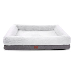 WINDRACING orthopedic dog bed large gray front view highlights bolster support for joints.