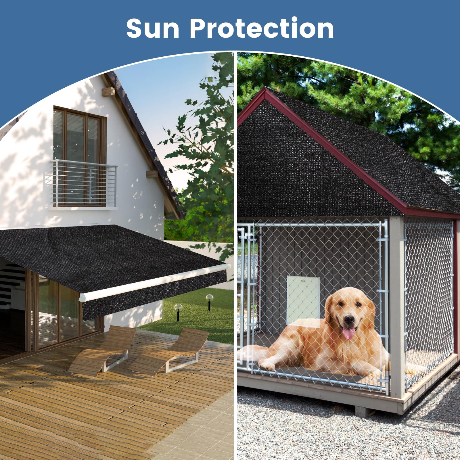 WindscreenSupplyCo full-coverage shade for kennels, patios, and outdoor areas.