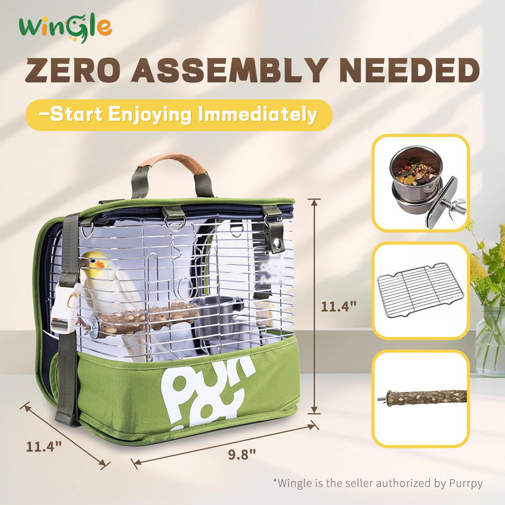 Wingle compact travel cage with top handles fits in overhead compartments.